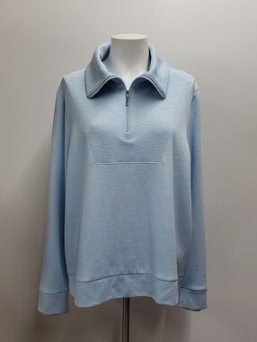 Chico's Slub Half-Zip Pullover Top Women's XL Cozy Lounge Beach Golf Comfy Soft